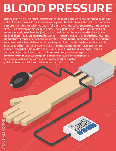 Blood pressure monitor on hand. 
