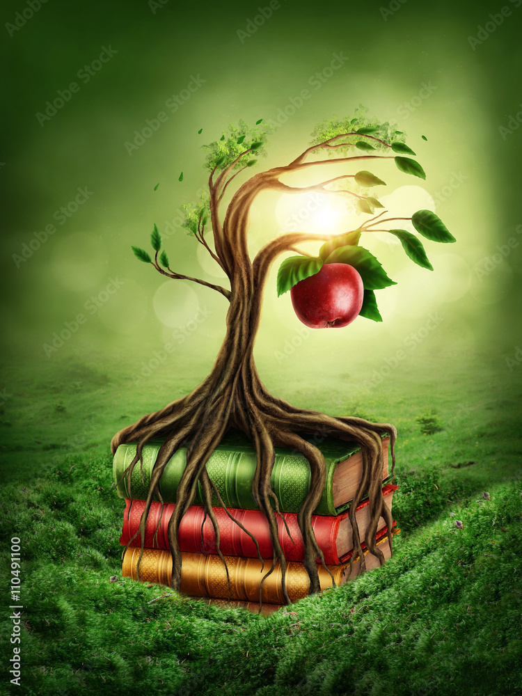 Tree of knowledge and forbidden fruit - obrazy, fototapety, plakaty 