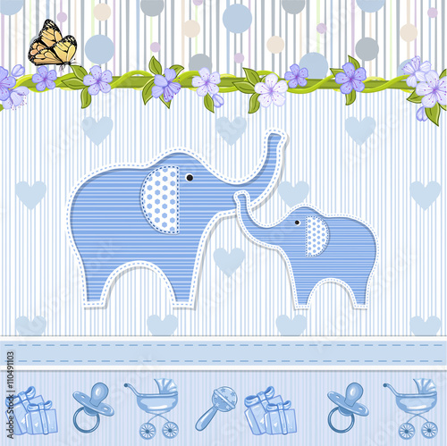 Baby shower invitation with elephants