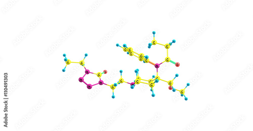 Alfentanil molecular structure isolated on white Alfentanil molecular structure isolated on white