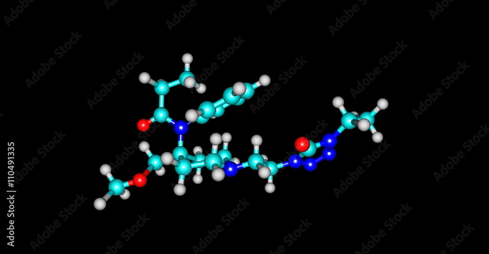 Alfentanil molecular structure isolated on black