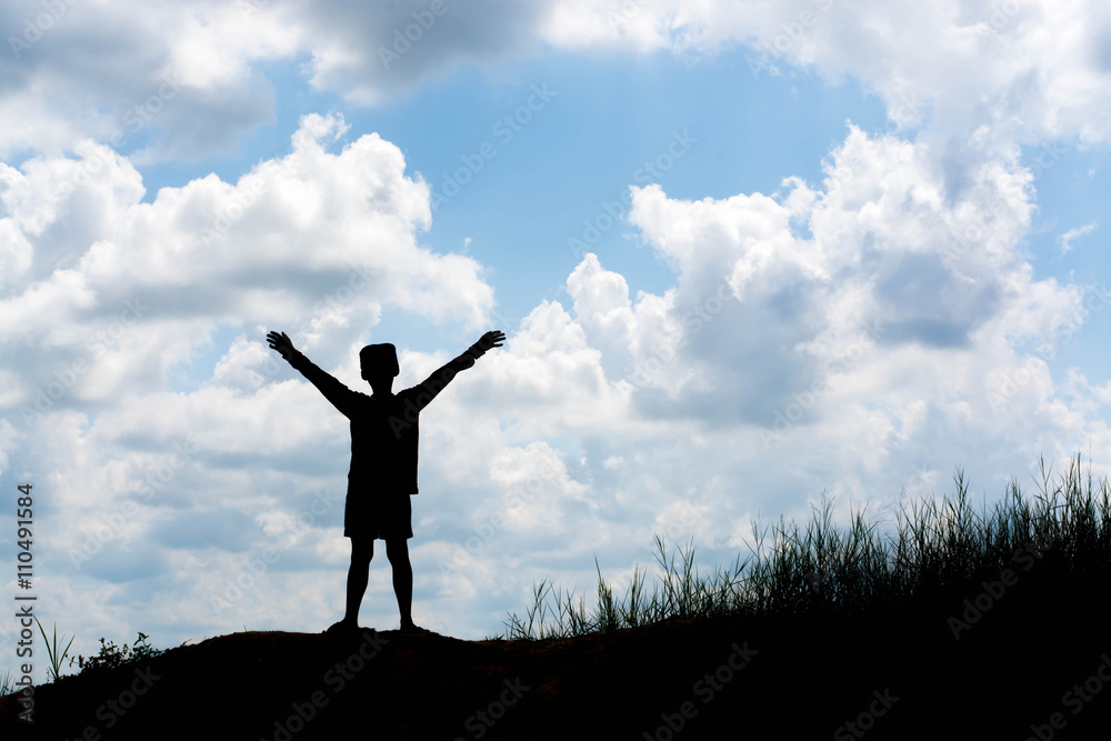 kid silhouette,Moments of the child's joy. On the Nature sunset kid silhouette,Moments of the child's joy. On the Nature sunset
