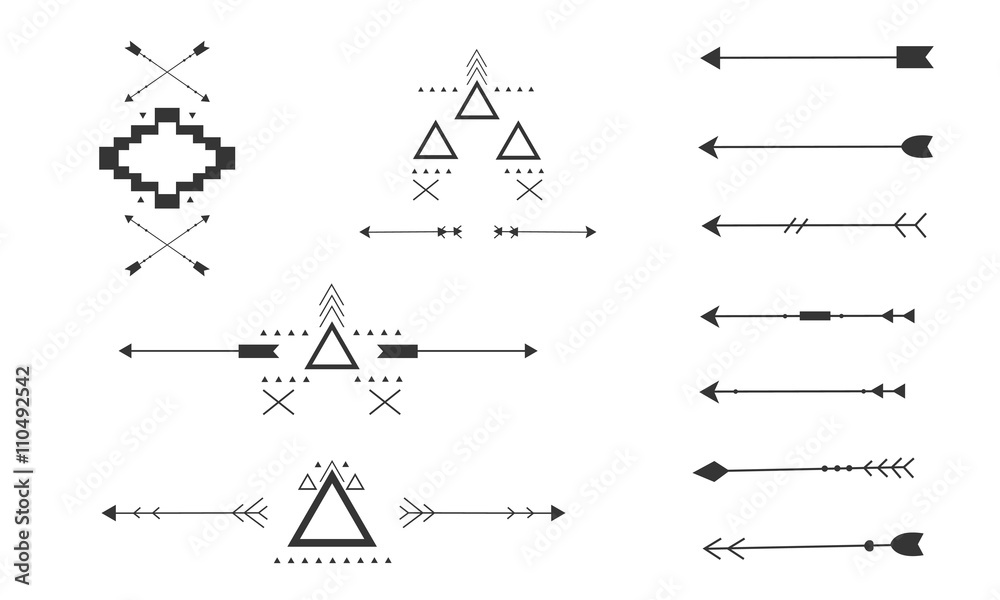 hand drawn arrow aztec set hand drawn arrow aztec set