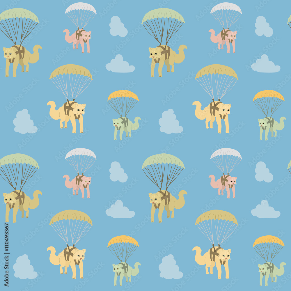 Vector cartoon cat seamless pattern. Vector cartoon cat seamless pattern.