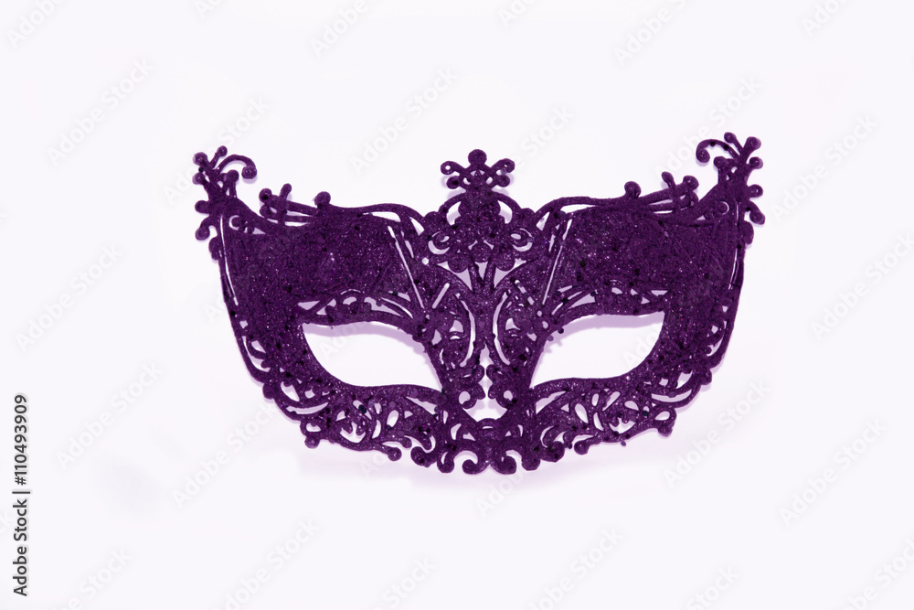 Naklejka premium Beautiful purple face mask on white studio background (wallpaper) 