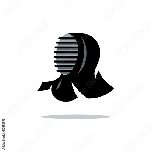 Vector Kendo Helmet Cartoon Illustration.