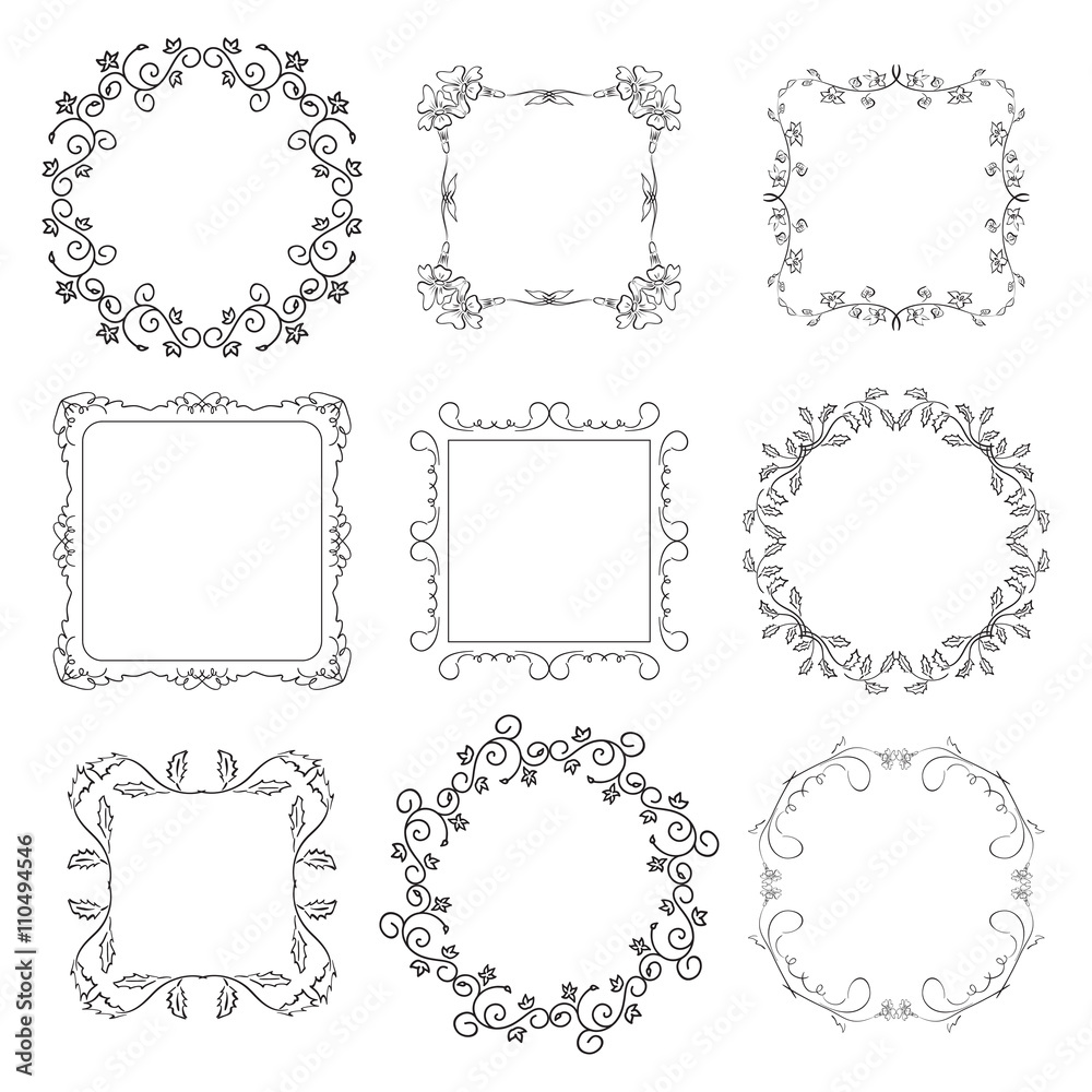 floral decorative frames - vector set