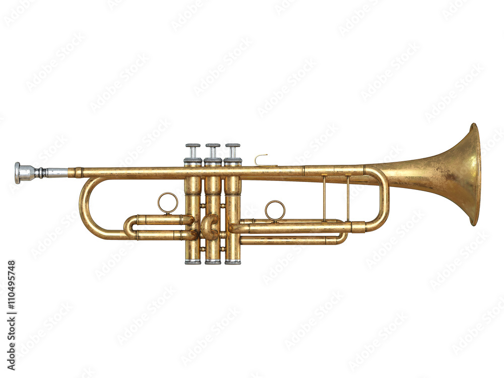 Obraz premium Trumpet isolated on white 3D rendering