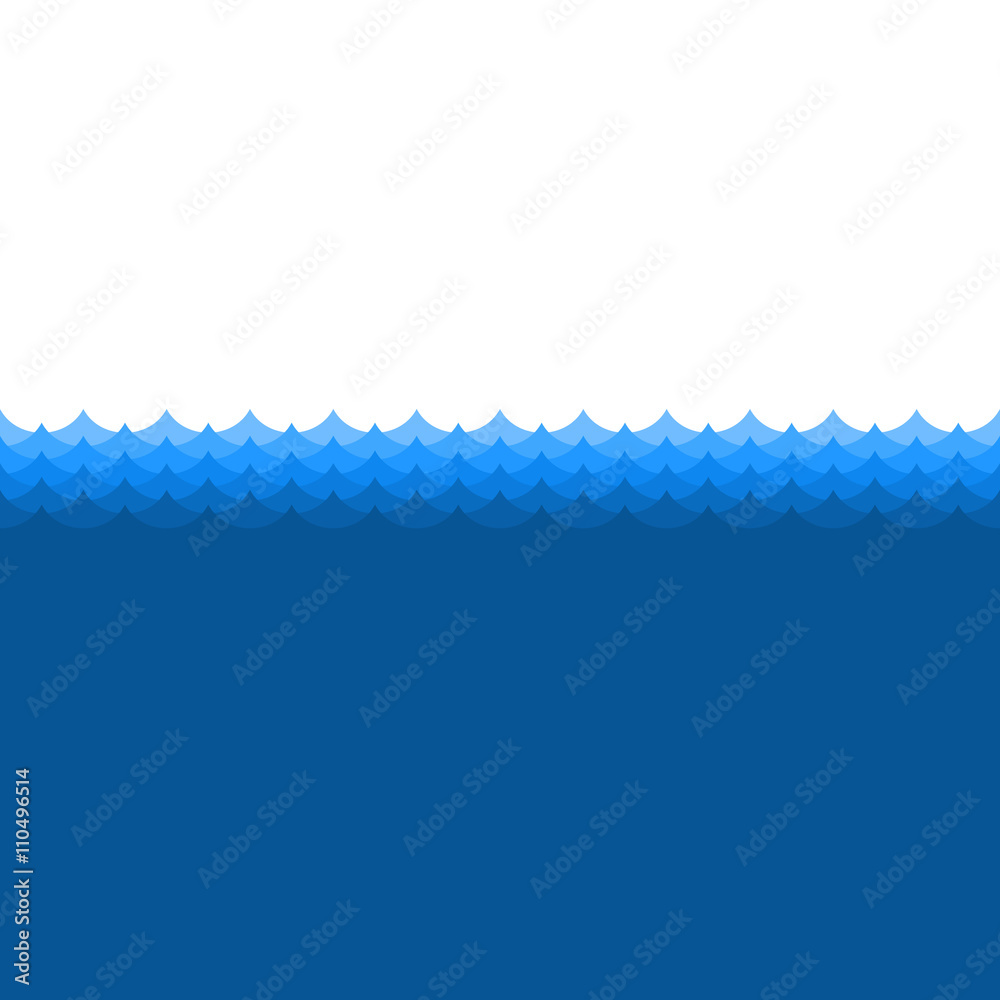 Blue Sea Wave Seamless Background. Vector