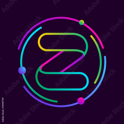 Z letter with atoms orbits.