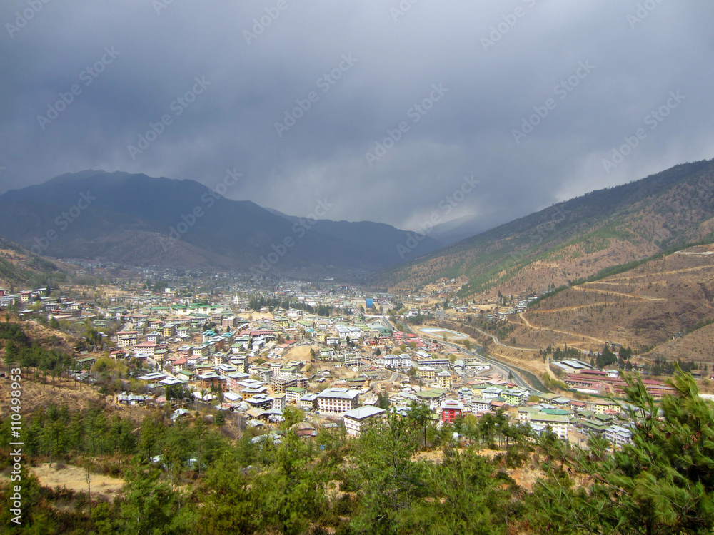 Bhutan city in a valley 