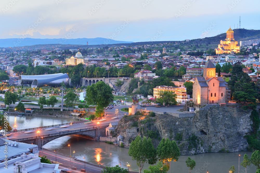 night views of Tbilisi. The capital of Georgia. Presidential pal