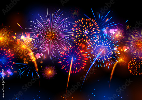 Realistic colorful Fireworks