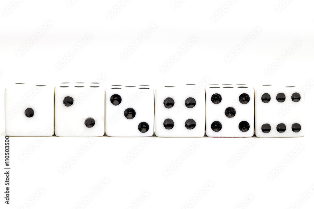 gambling dices in sequence isolated on white background gambling dices in sequence isolated on white background