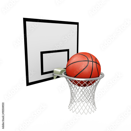 3d basketball hoop and ball