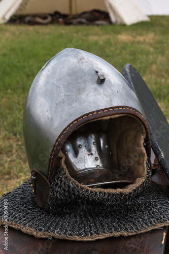 Silver and Metallic Knight Helmet