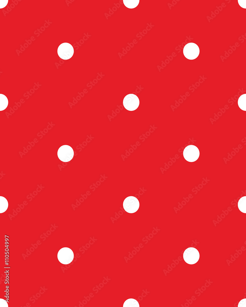 White dots on a red background, seamless vector pattern White dots on a red background, seamless vector pattern