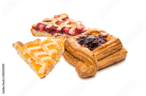 pieces of fruit cake isolated