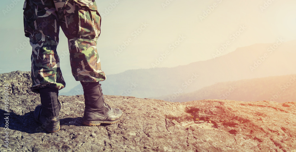Soldier on the top of a mountain Soldier on the top of a mountain