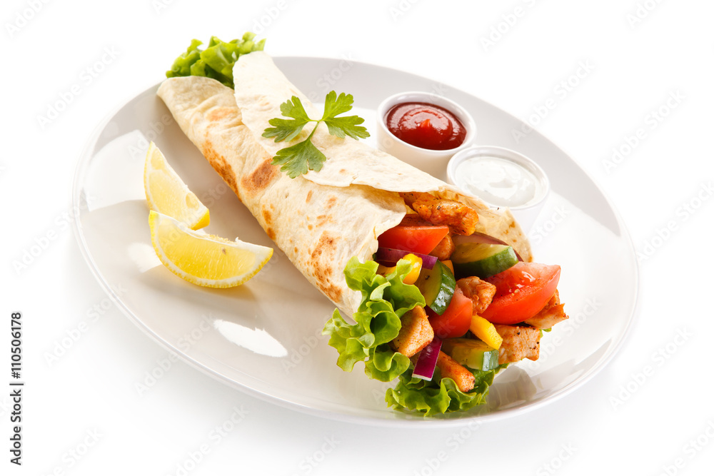 Kebabs - grilled meat and vegetables Kebabs - grilled meat and vegetables