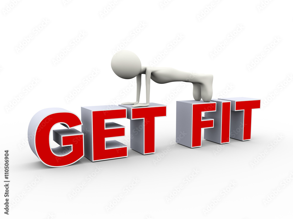 3d person push up exercise concept 3d person push up exercise concept