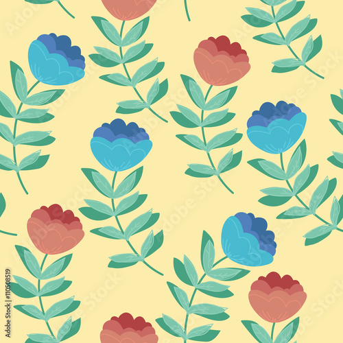 Hand drawn vector illustration. Elegant seamless pattern with re © Kate Macate
