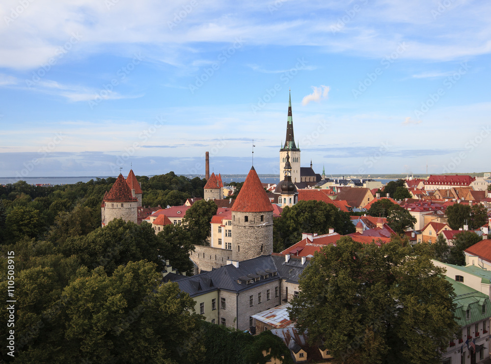 Evening view of old city, Tallinn, Estonia 