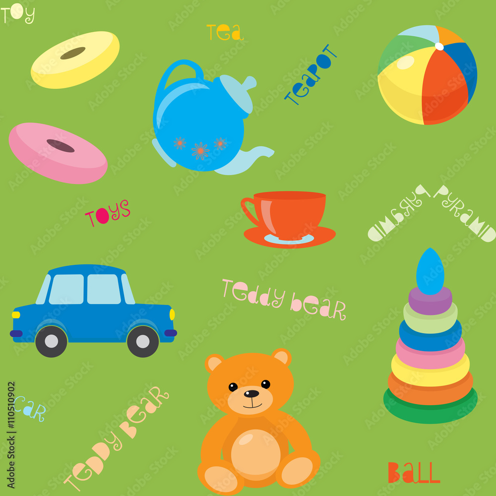 Seamless pattern with toys