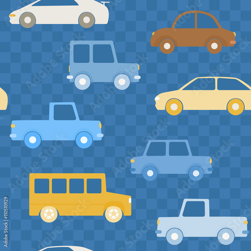 Colorful cars seamless pattern