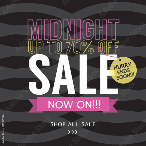 Midnight Sale Banner Vector Illustration.