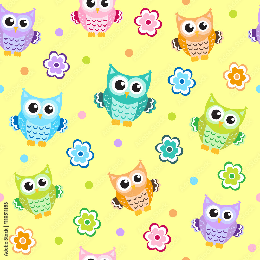 Obraz premium owl baby seamless texture