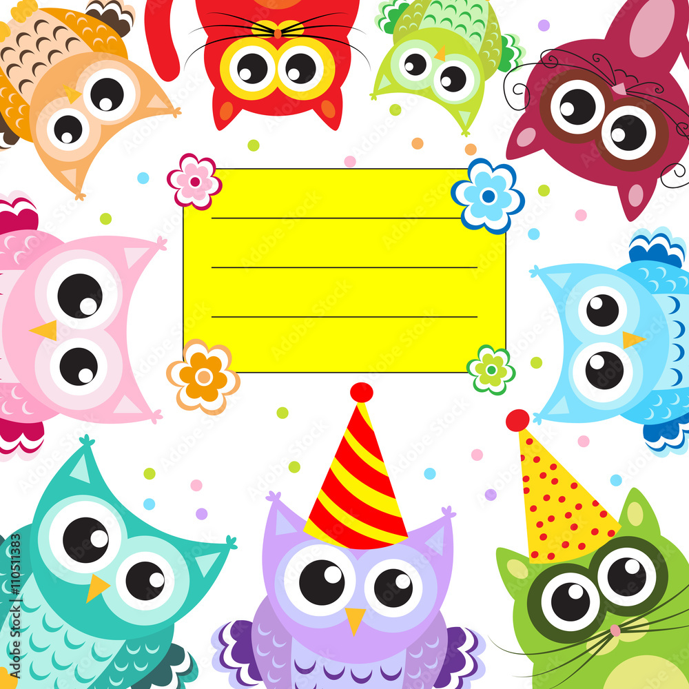 Obraz premium card, invitation, frame baby animals