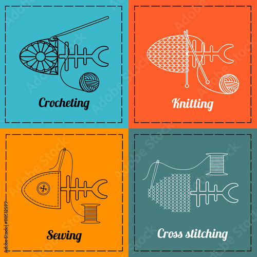 Set knitting and sewing symbols.
