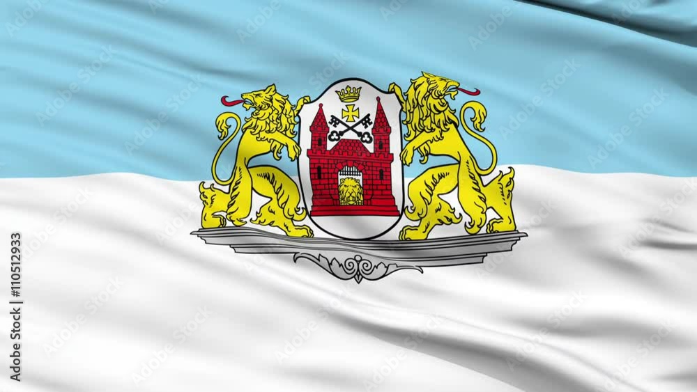 Riga Capital City Flag of Latvia, Close Up Realistic 3D Animation ...