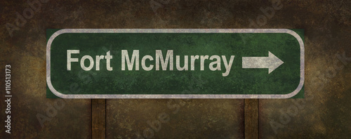 Fort McMurray directional roadside sign illustration photo