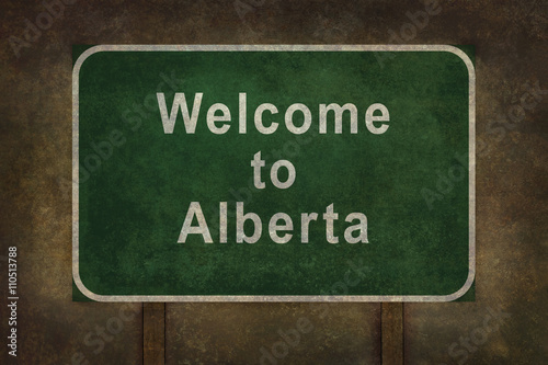 Welcome to Alberta roadside sign illustration