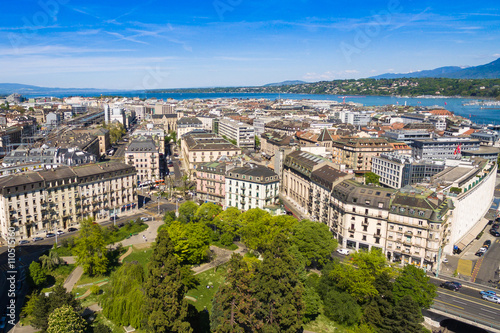 Aerial view of  Geneva city old town in Switzerland © Samuel B.