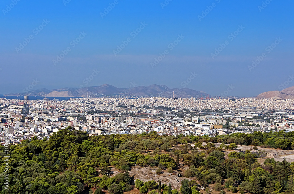 View of Athens city in the morning in Greece