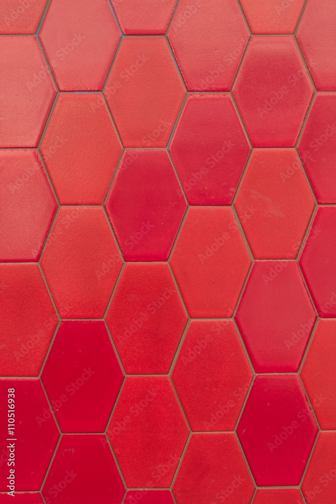 Wall of red hexagon tiles
Wall of red hexagon tiles