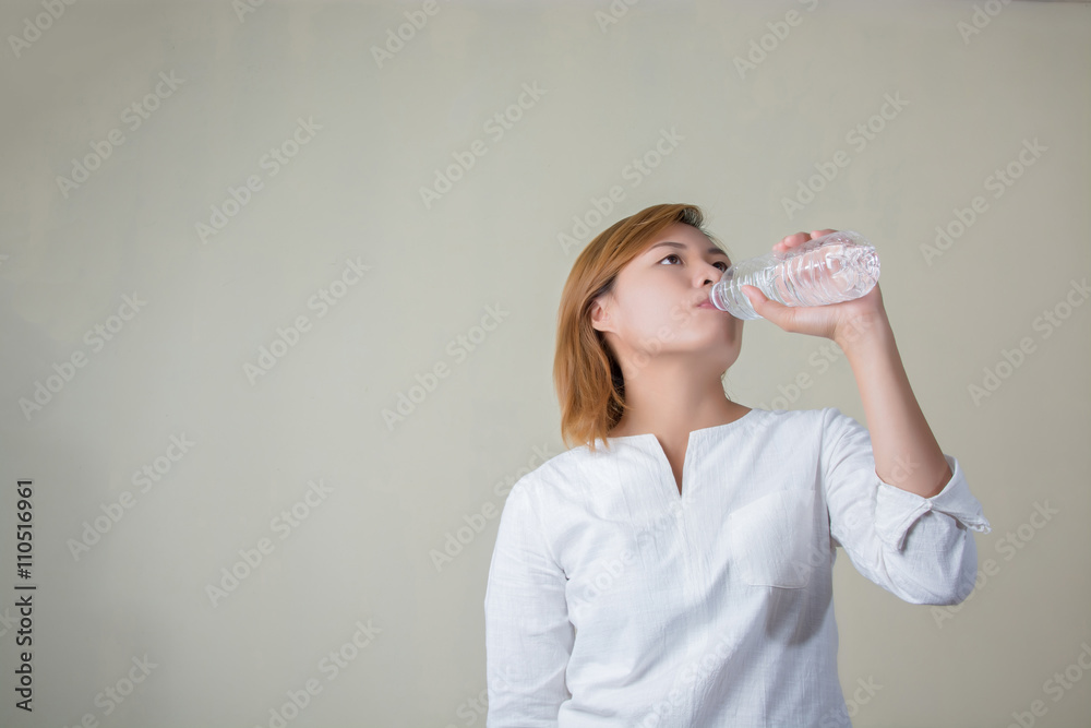 Young woman drinking water look so fresh Young woman drinking water look so fresh