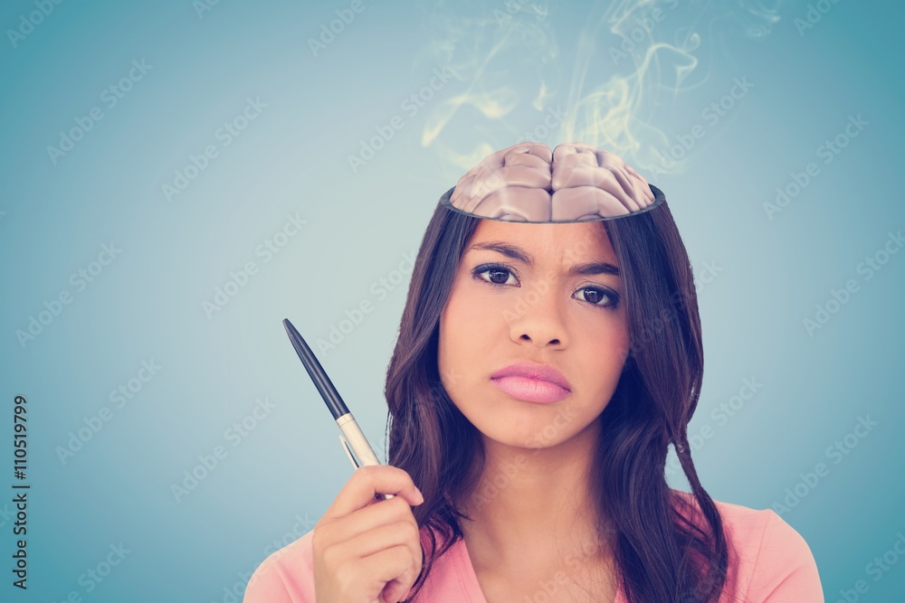 Composite image of pretty brunette thinking Composite image of pretty brunette thinking