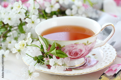 Jasmine tea with jasmine herb flower