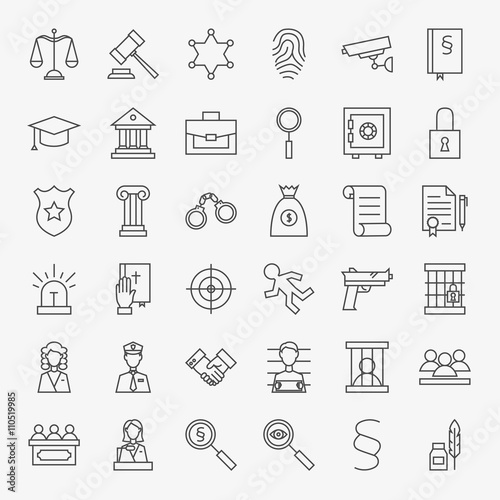 Law and Justice Line Art Design Icons Big Set