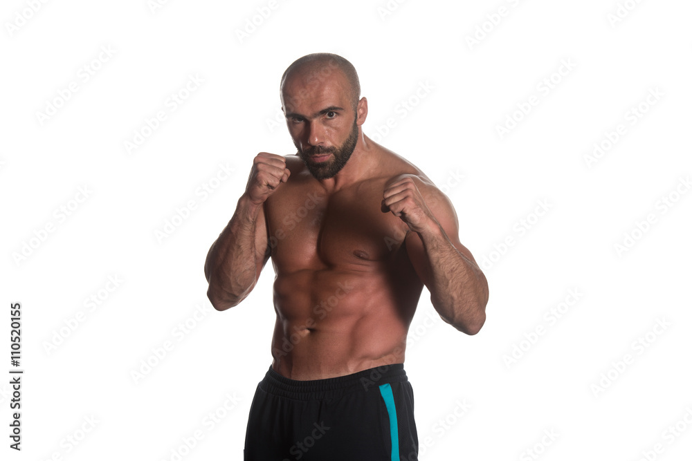 Boxing Workout Over White Background Isolated
