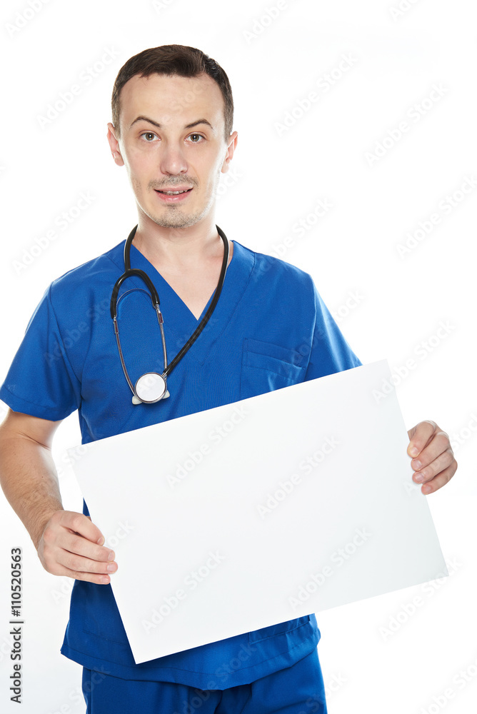 man nurse with banner man nurse with banner