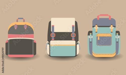 Backpack in flat style.