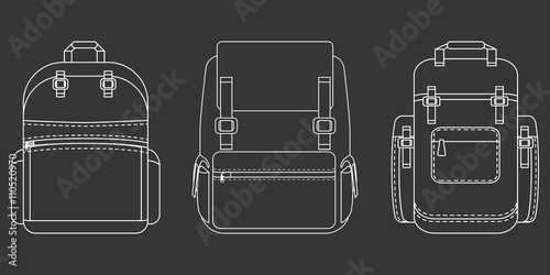 Monochrome flat icon. Backpack.