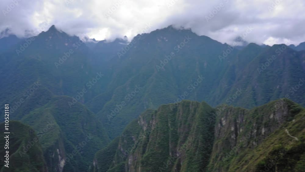 Panning shot of Machu Picchu; Cusco Region; Urubamba Province; Machupicchu District; Peru Panning shot of Machu Picchu; Cusco Region; Urubamba Province; Machupicchu District; Peru