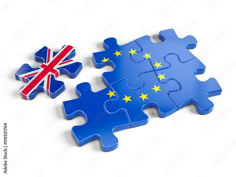 Euro Puzzle and one Puzzle Piece With Great Britain Flag Euro Puzzle and one Puzzle Piece With Great Britain Flag