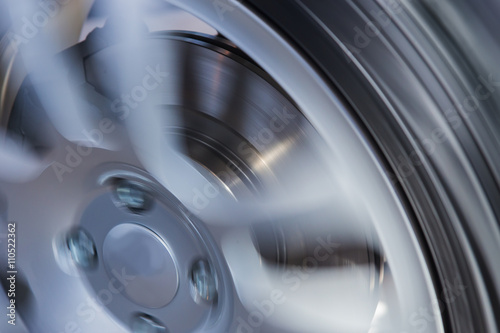 car wheel and brake disc close up photo